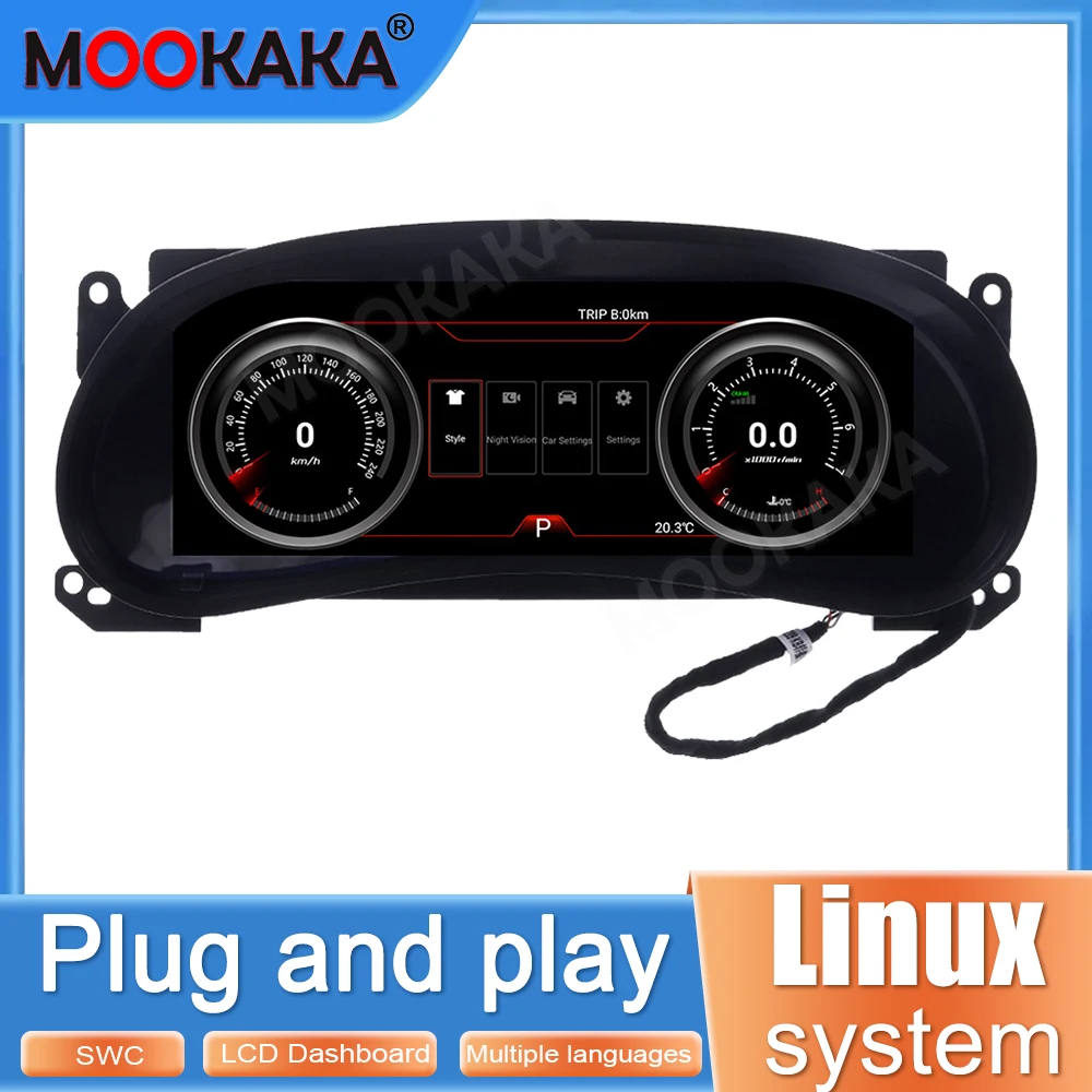 For Jeep Wrangler 2010-2017 Digital Cluster Dashboard Instrument Virtual Cockpit Car Multimedia Player Speed Meter Screen Linux