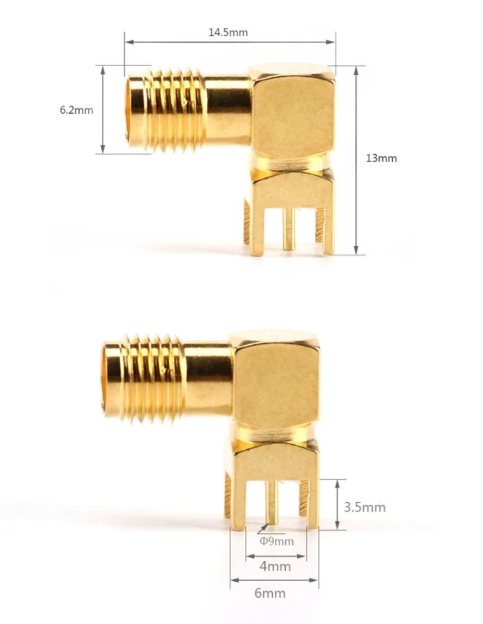 SMA Antenna All Copper SMA-KWE Elbow SMA RF Antenna Plug Socket Screw Thread Hole