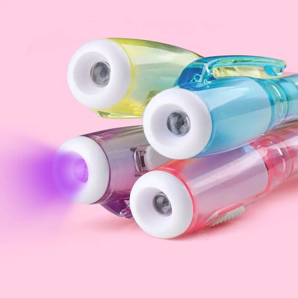 Mysteriously Disappearing Invisible Pen With Refills Led UV Lamp Gel Pen Cute Invisible Marker Double Head With Small Light