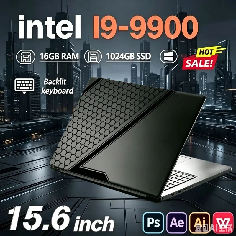 2026 15.6 Ultra Slim Laptop Intel Core I9-9900 16GB RAM 1/2TB SSD Windows 11 Fingerprint Unlock Office Game Backlight Laptop