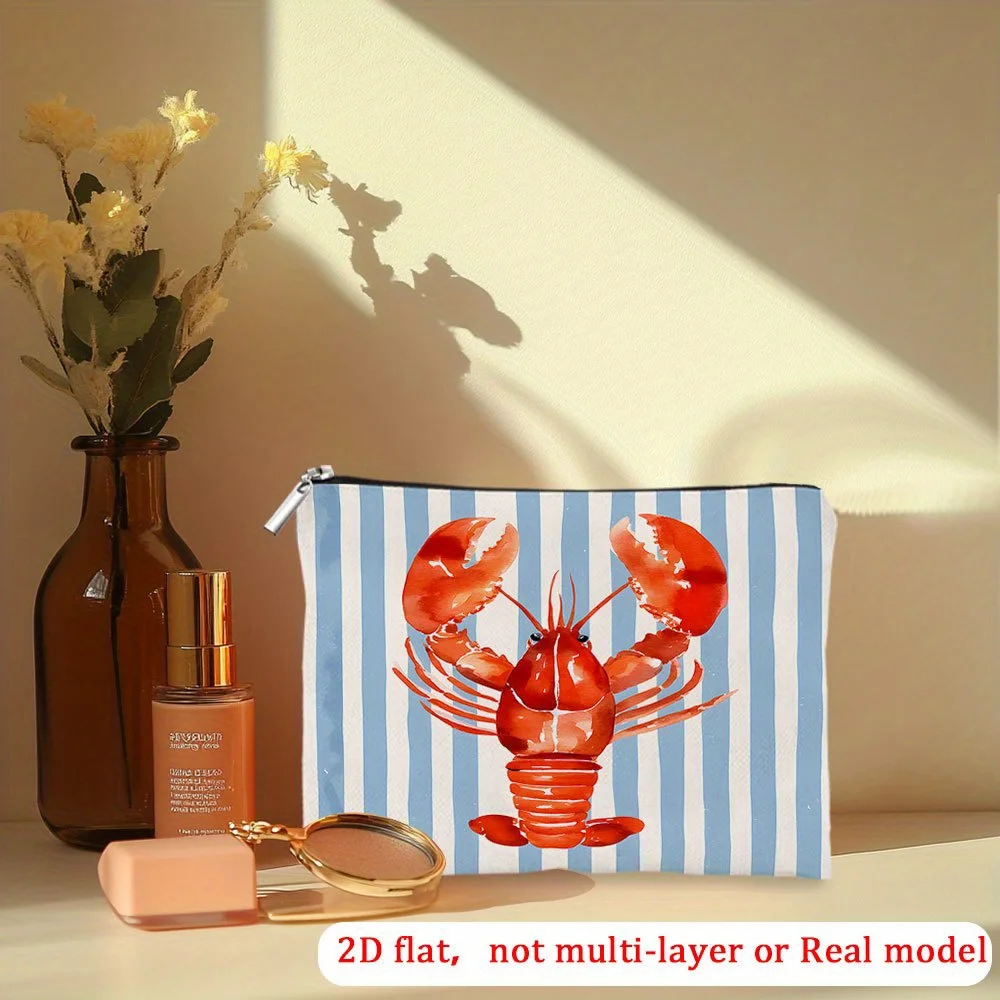 Makeup Bag Featuring Lobster Stripes Perfect for Travel and Storing Cosmetics Toiletries for Teens and Women Travel Gifts