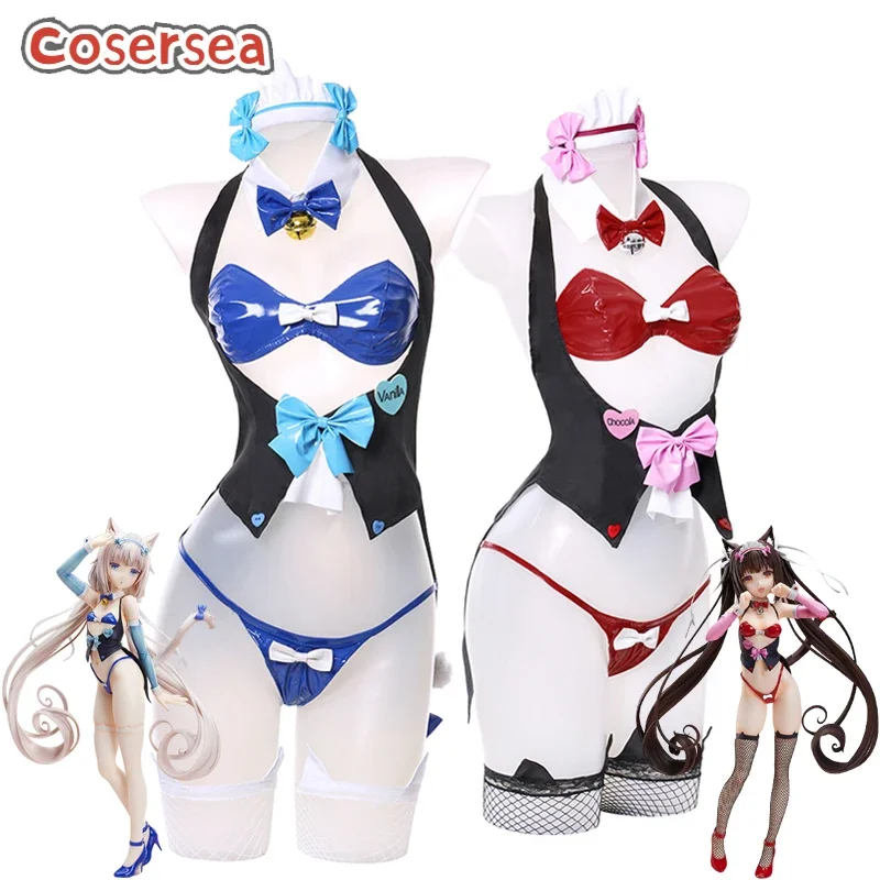 Cosersea Game NEKOPARA Chocola & Vanilla Bunny Girl Cosplay Costume Sweet Girls Uniform Women Sexy Suit Fullset