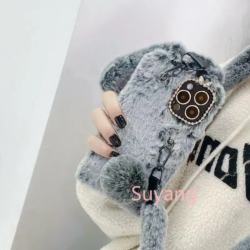 

Длинный висячий веревочный чехол Fluffy Bunny для Samsung S25 Ultra S24 S23 S22 A06 A16 A26 A36 A56 A05 A15 A25 A35 A55 Плюшевый чехол на ремешке