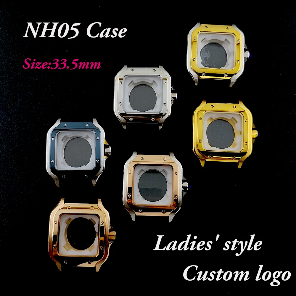 

New NH05 case women's watch 33.5mm stainless steel watch customized logo case suitable for NH05 movement watch accessories