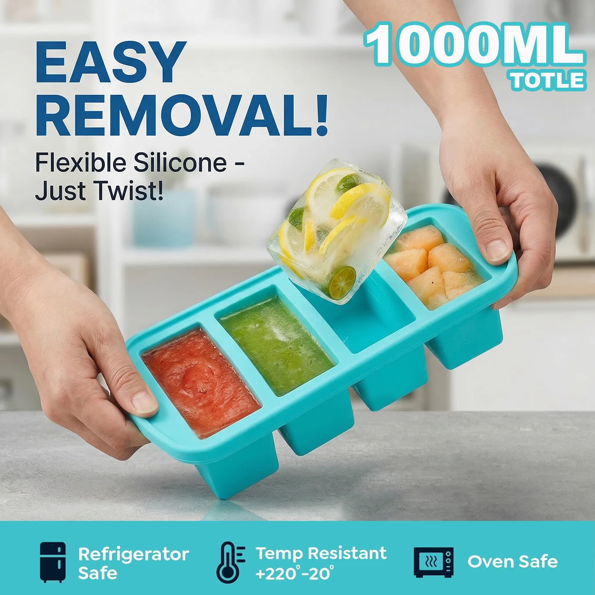 Meal Prep Menu - 1000ML Silicone Freezer Tray with Lid