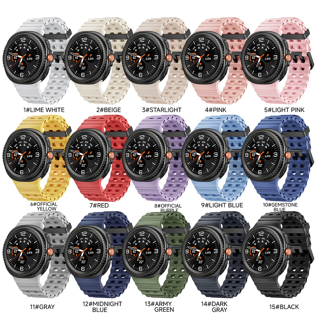 

Морской ремешок для Samsung Galaxy Watch8/8, классический спортивный дышащий браслет для Galaxy Watch 8, 40/44 мм, силиконовый ремешок, аксессуары