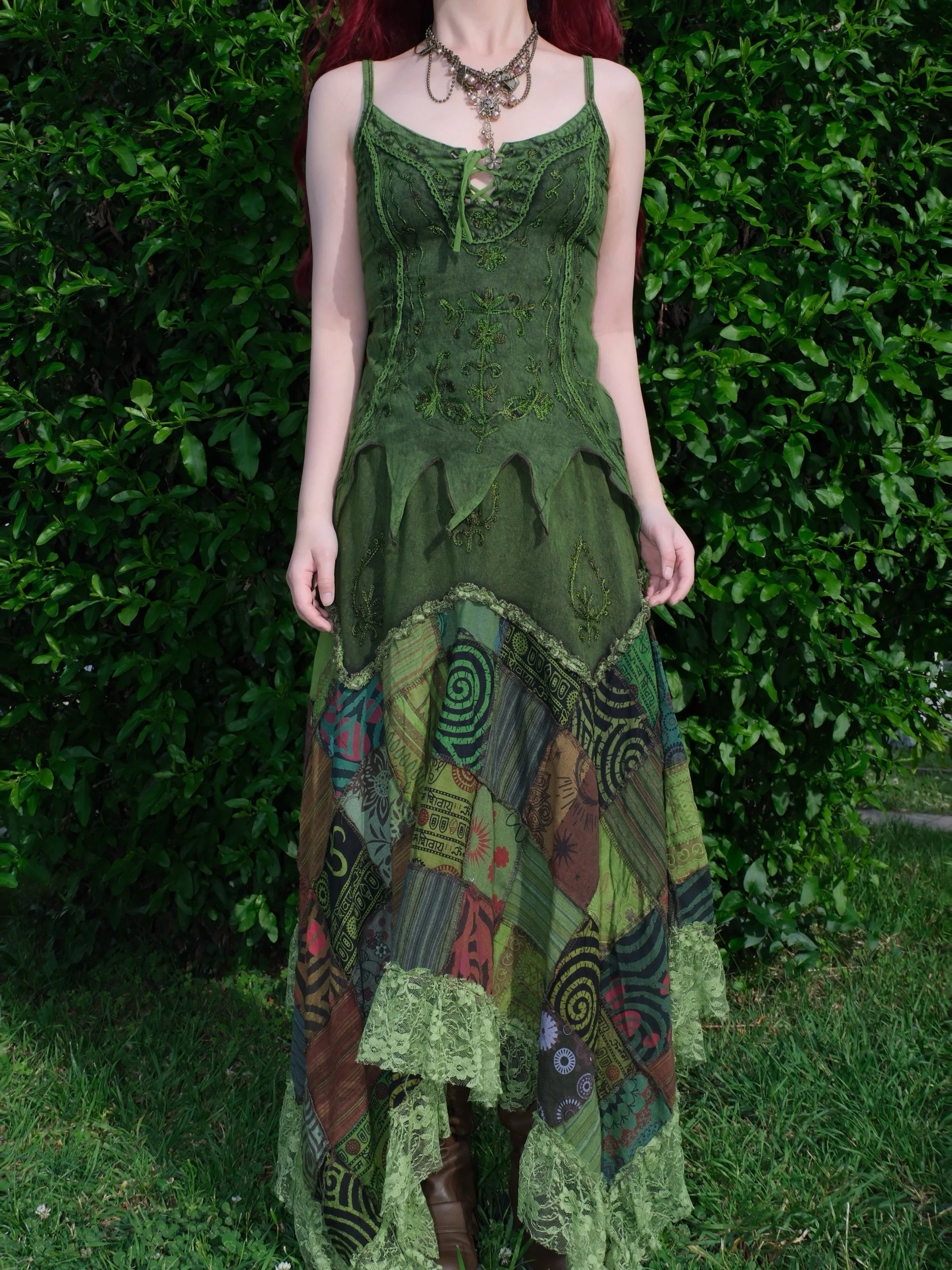 summer-fairy-bohemian-style-embroidered-lace-halterneck-set-elf-half-skirt-and-top-customizable-ethnic-clothing-design-service