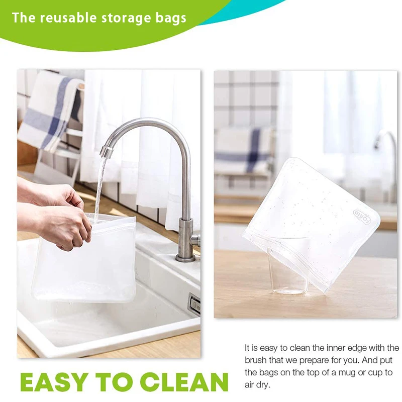 Silicone Food Storage Bag Reusable Stand Up Zip Shut Bag Leakproof Containers Fresh Bag Food Storage Bag Fresh Wrap Ziplock Bag