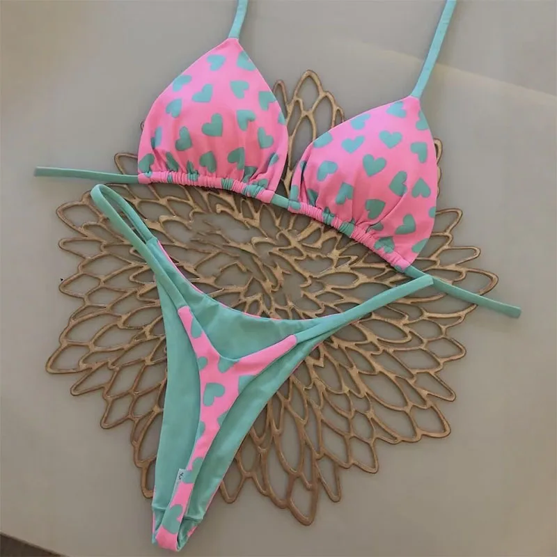

New Women's Bikini Split Print Swimwear Fashion G-string Beach Holiday