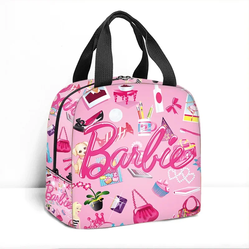 Borsa termica portatile Barbie borsa termica stampata alla moda borsa per il pranzo borsa in foglio di alluminio Lunch Box Cartoon Mochila