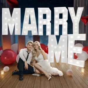 3 / 4FT 91.5/120cm DIY Tenda Menyala Huruf Huruf Besar dengan Lampu Dingin CINTA MENIKAH dengan Saya Latar Belakang Busa Bayi Dekorasi Pesta Pernikahan 12 surat tenda penjualan terbaik 4 kaki - №