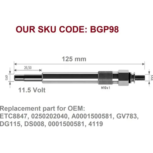 For Land Rover Range 200Tdı 300Tdı Motor 1 Pcs Glow Plug For 11.5 Volt Etc8847