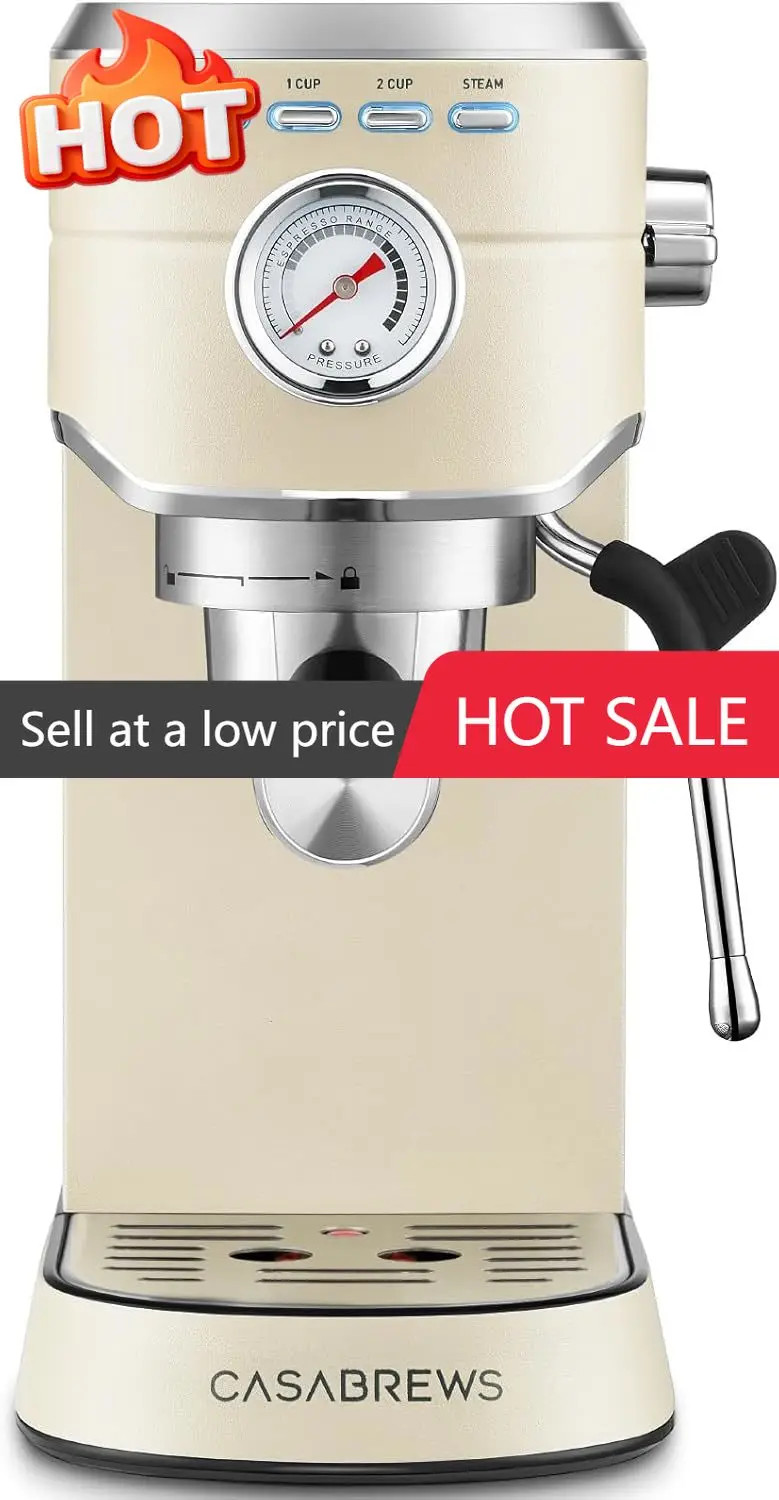 Espresso Maker 20 Bar With Milk Frother Steam Wand And Removable Water Tank Stainless Steel Coffee Machine Cafetera Espresso