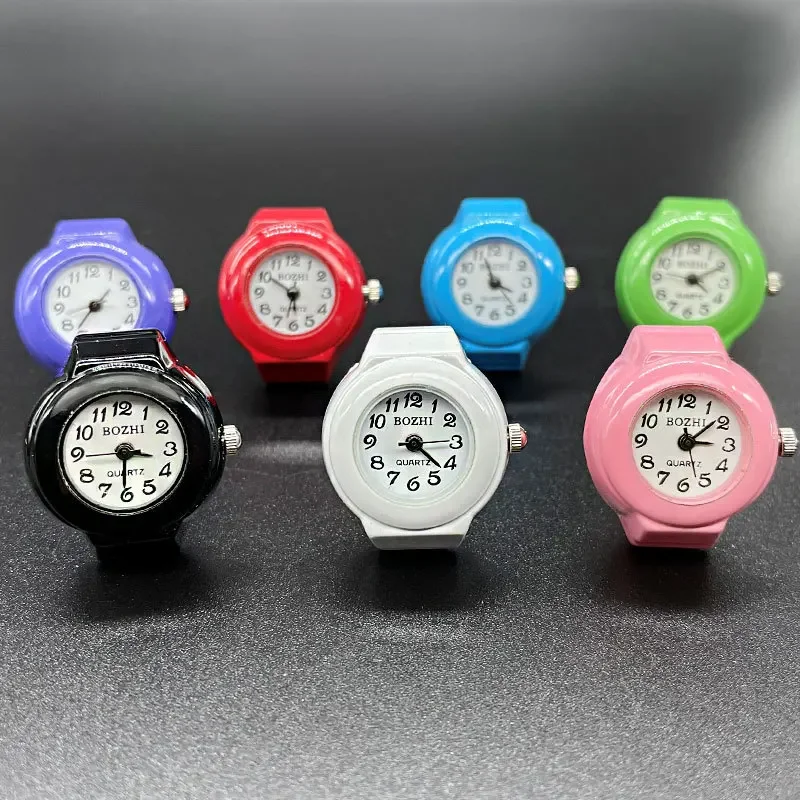 指クォーツ時計小さな弾性金属バンド合金時計リングジュエリー時計男性女性ヴィンテージキッズ子供クォーツ時計リング