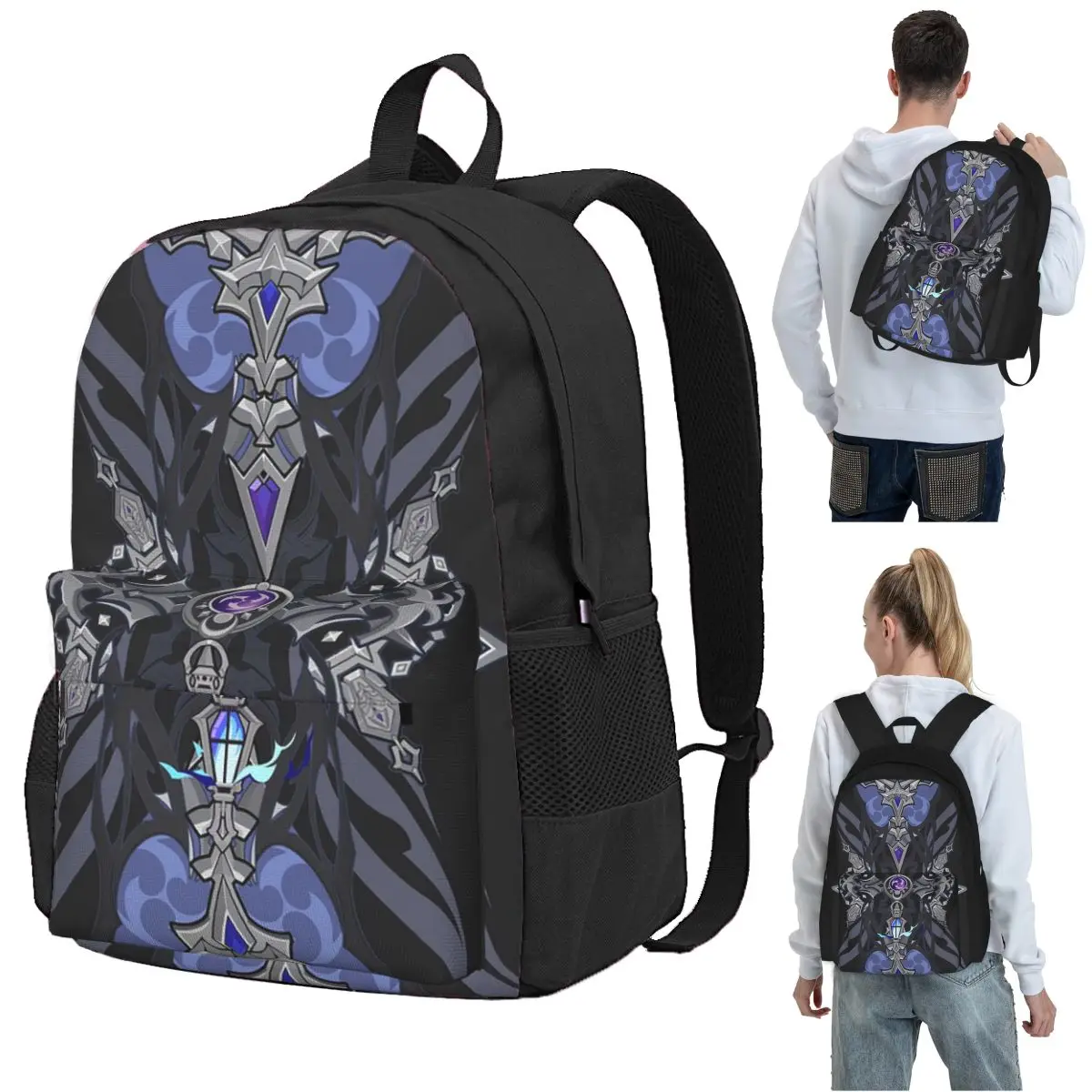 Flins Genshin Impact Backpack Student BookBag Kids School Bag Computer Shoulder Bags for Boys Girls