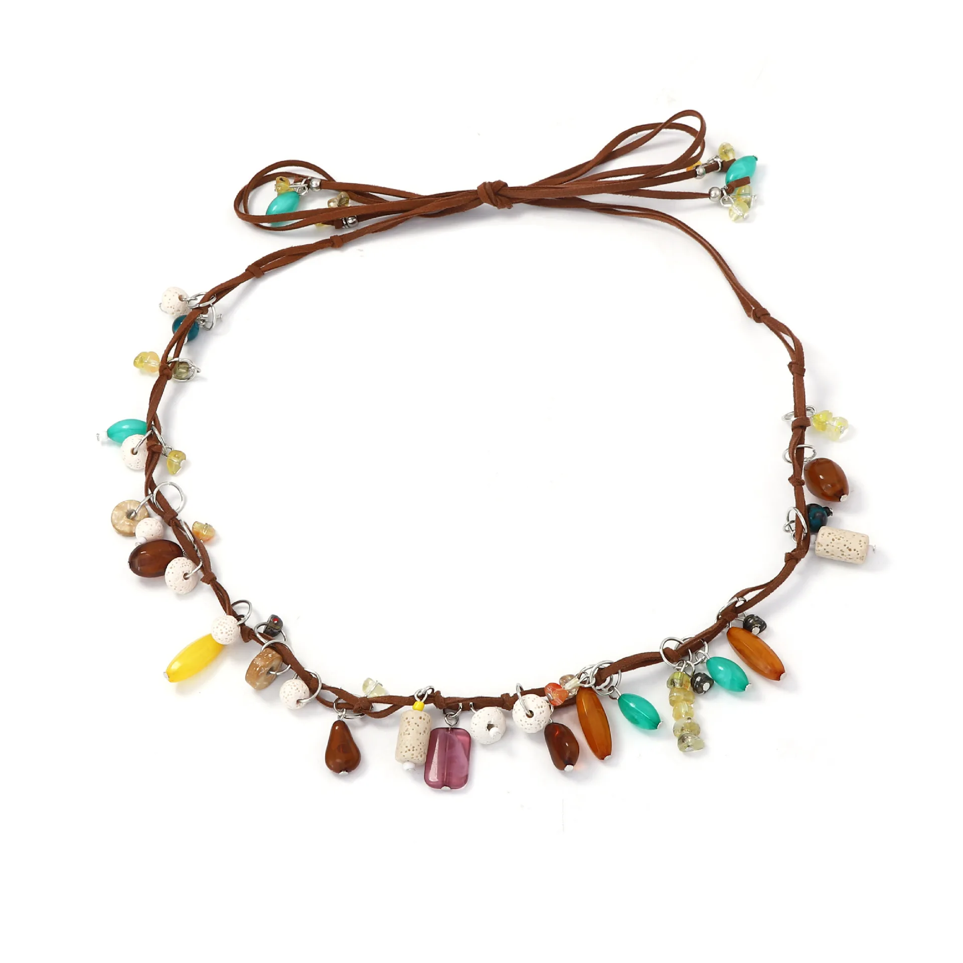 

ZAA Trendy Woman Vintage Jewelry Long Cord Resin Beads Stones Pendant Fashion Waist Chains Necklace Holiday Party Accessories