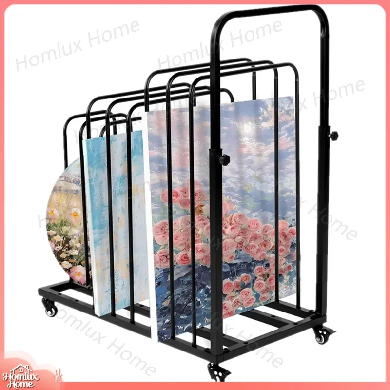 Simple Modern Wrought Iron Artboard Storage Cart Multifunctional Shelf Drying Rack for Paintings Canvas Display Organizer