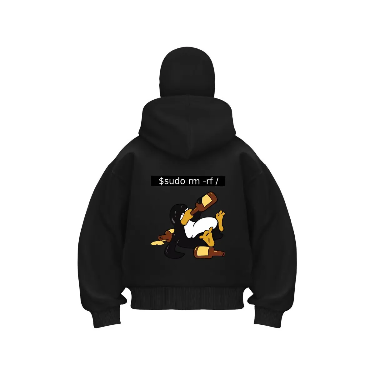 

$sudo rm -rf penguin - drinking humorous art Men's Balaclava Zip Hoodie Warm Winter Outdoor Casual Sweatshirt