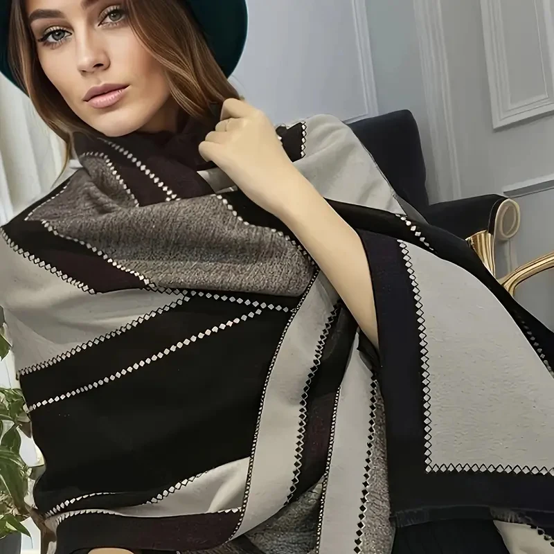 2024 Fashion Winter Warm Scarf Women Print Outdoor Travel Shawls Thicken Cashmere Scarves Pashmina Luxury Brand