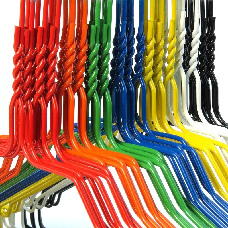 50 Pack Multi Colored Wire Hangers - Strong 13 Gauge, 16inch Adult Size Coat Clothes Hanger