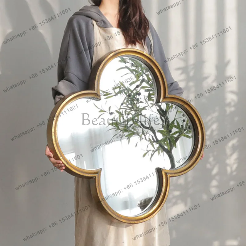 Retro light luxury decorative makeup mirror American plum blossom wall hanging French art mirror