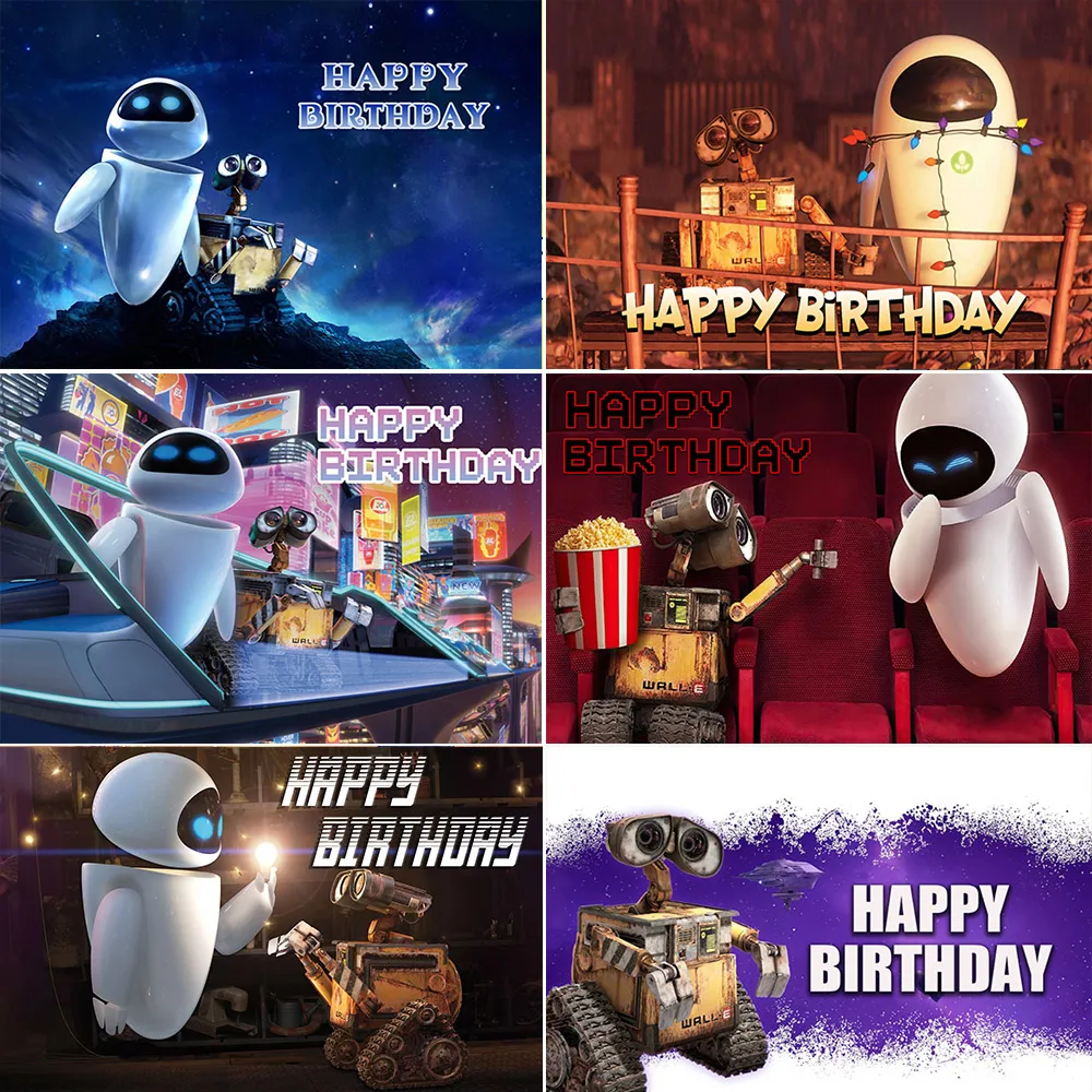 

Cartoon WALL-E Theme Kid Birthday Party Decoration Supplie Movie Wall-E Custom Poster Background Photography Children Room Props