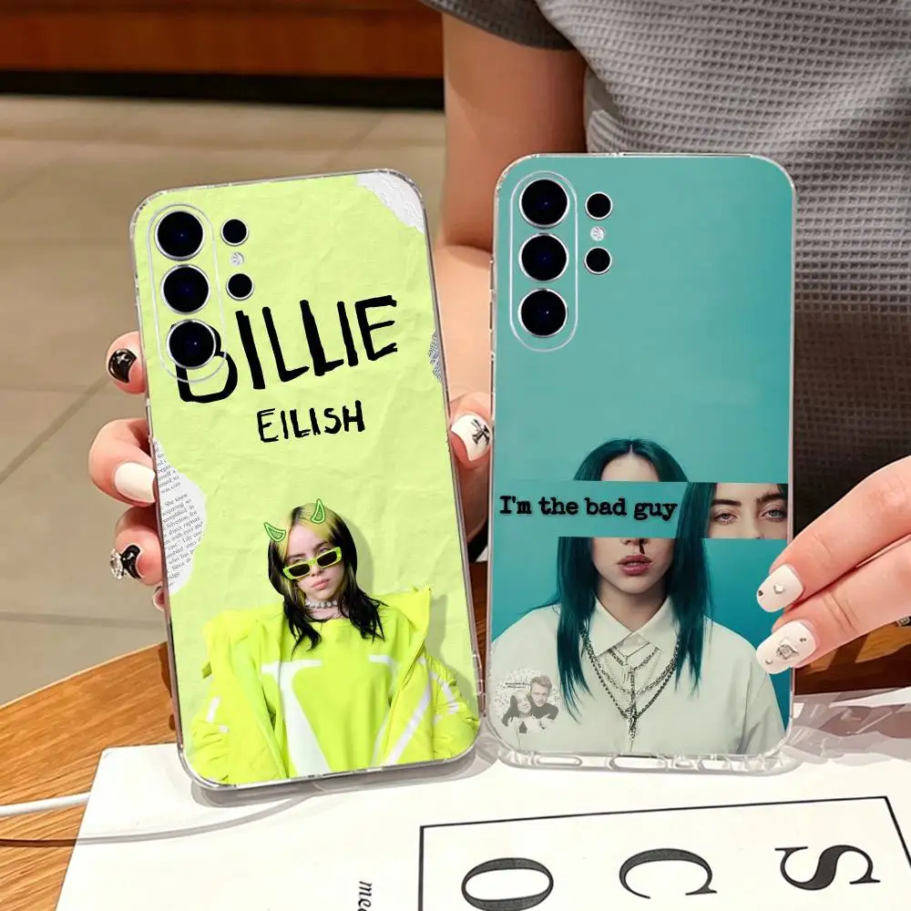 Singer B-Billie Eilish Phone Case For Samsung S25,S24,S21,S22,S23,S30,Ultra,S20,Plus,Fe,Note,10,9,5G Transparent Cover