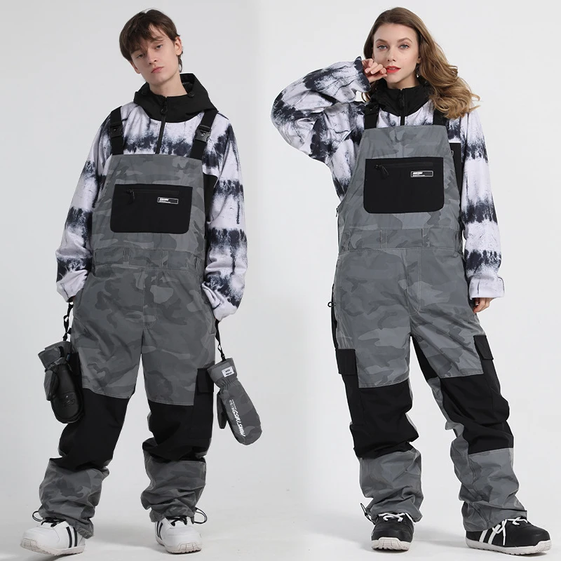 

Winter New One-Piece Ski Pants Women Man Overall Sports Snowboarding Pants Luminous Jumpsuit windproof Waterproof Snow Pants