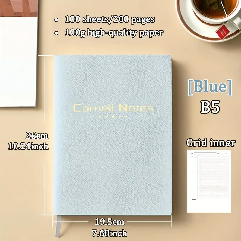 200 Seiten Büro Hocheffizientes Cornell-Notizbuch Notizbücher B5 PU-Ledereinband Notizblock Tagebuch Schulbedarf – Detail 8