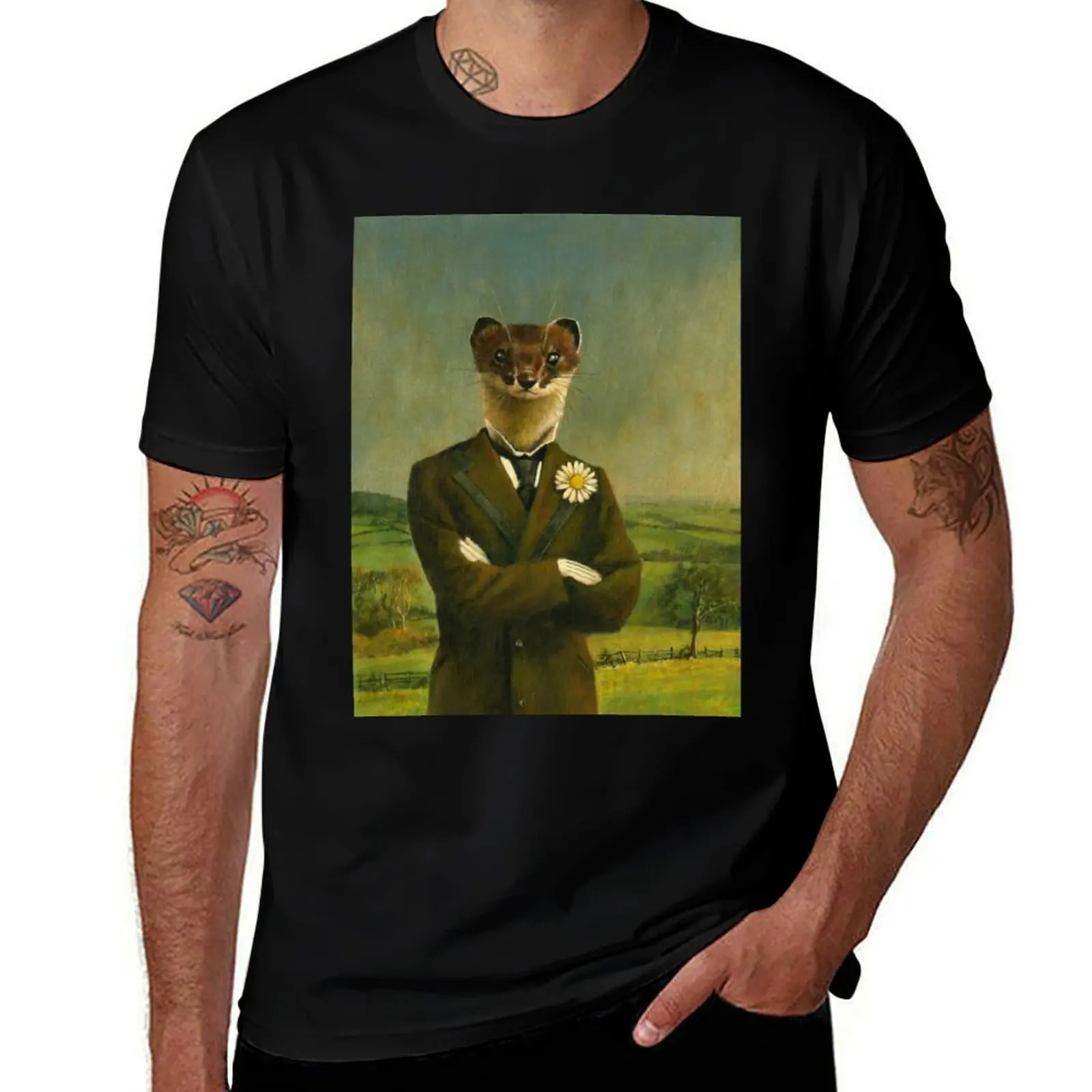 

Victorian Stoat Gentleman T-Shirt street wear oversizeds luxury t-shirt anime clothes sweat shirts, men