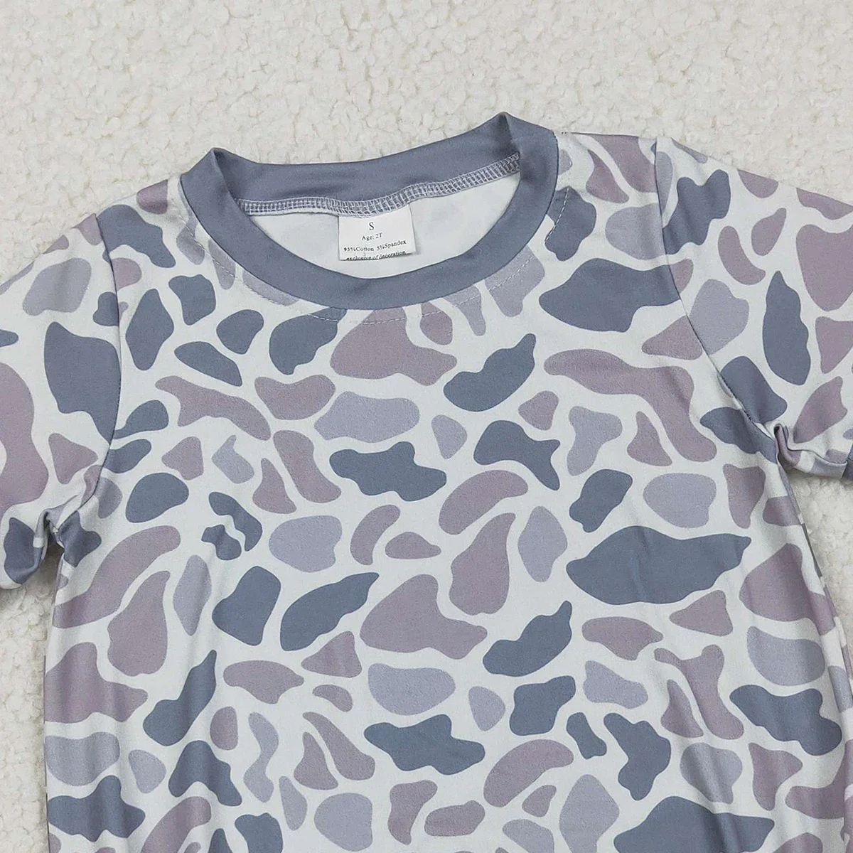 الجملة طفل الفتيان قصيرة الأكمام رمادي كامو فقاعات الجنوبية رومبير الوليد نيسيي طفل القطن الاطفال الأطفال ارتداءها الملابس