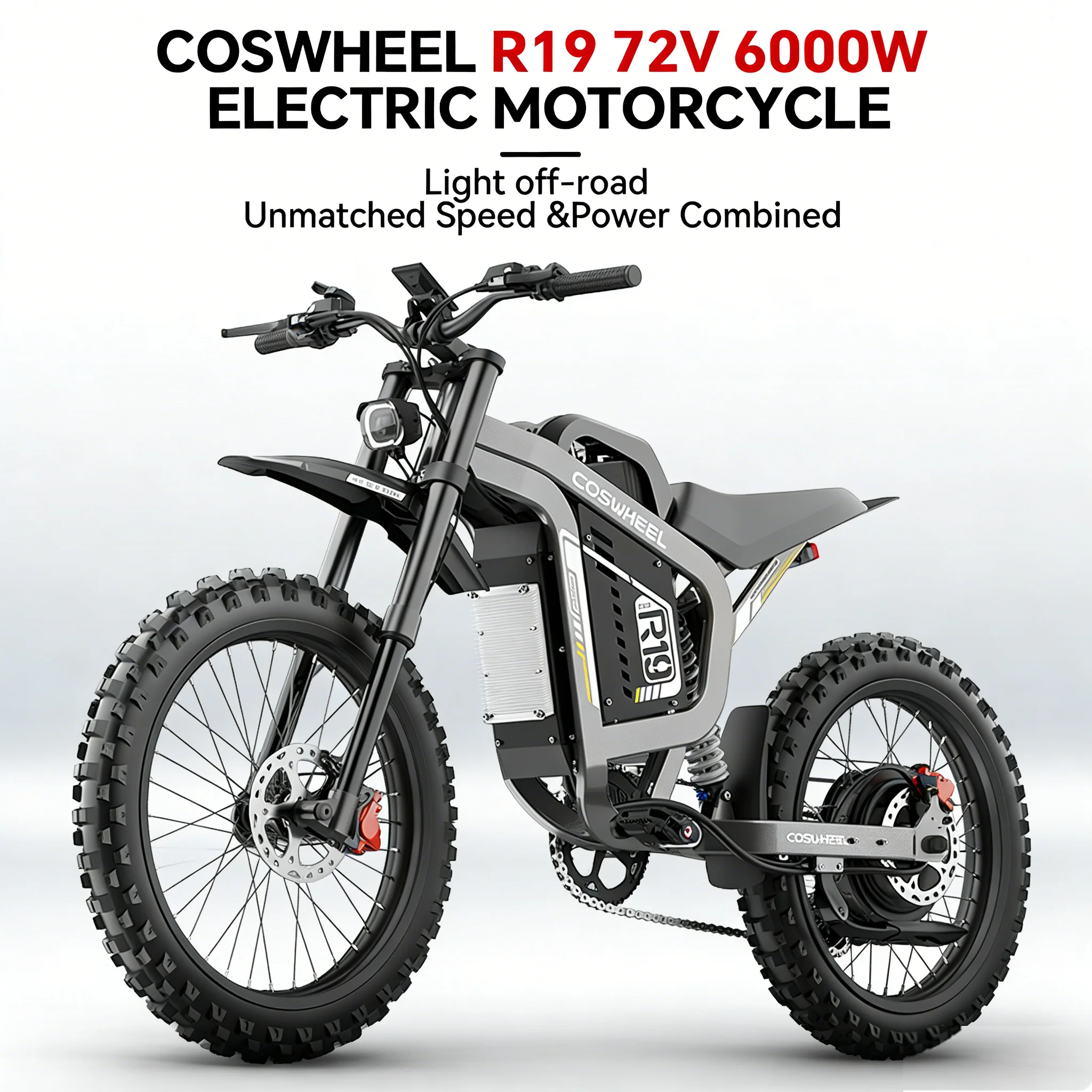 SLDBK R19 Electric Bike High Power 9000W Adult Electric Motorcycle 72V40Ah Battery Off-Road E-bike Use 85kmh Mountain Dirt EBike