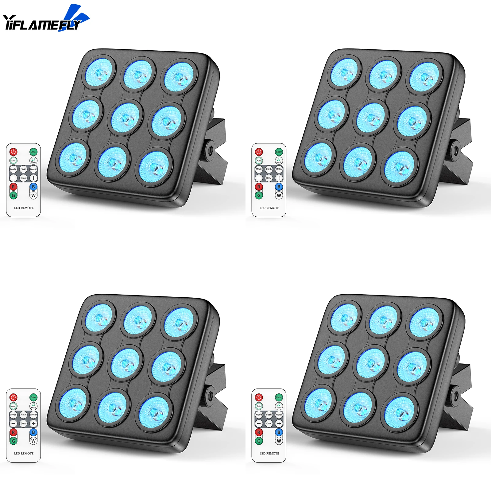 

Yiflamefly 4 Pcs Par Lights 90W Par Uplights RGBW Color Mixed Beam Lighting DMX512 Control Strobe For Nightclub DJ Wedding Party