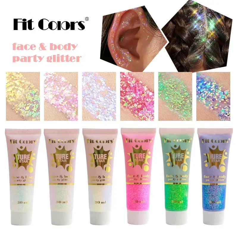 Heallor-Gel brillante para el cuerpo, Gel para uñas, cara, Flash, ojo, lentejuelas sueltas, crema, joyas de diamantes de imitación, decoración de maquillaje, fiesta Festiva