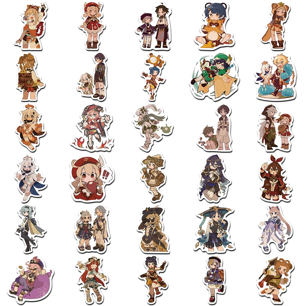 10/30/60pcs Genshin Impact Anime Game Stickers Cute Paimon Klee Cartoon Kids Decals Toy DIY Phone Diary Luggage Graffiti Sticker