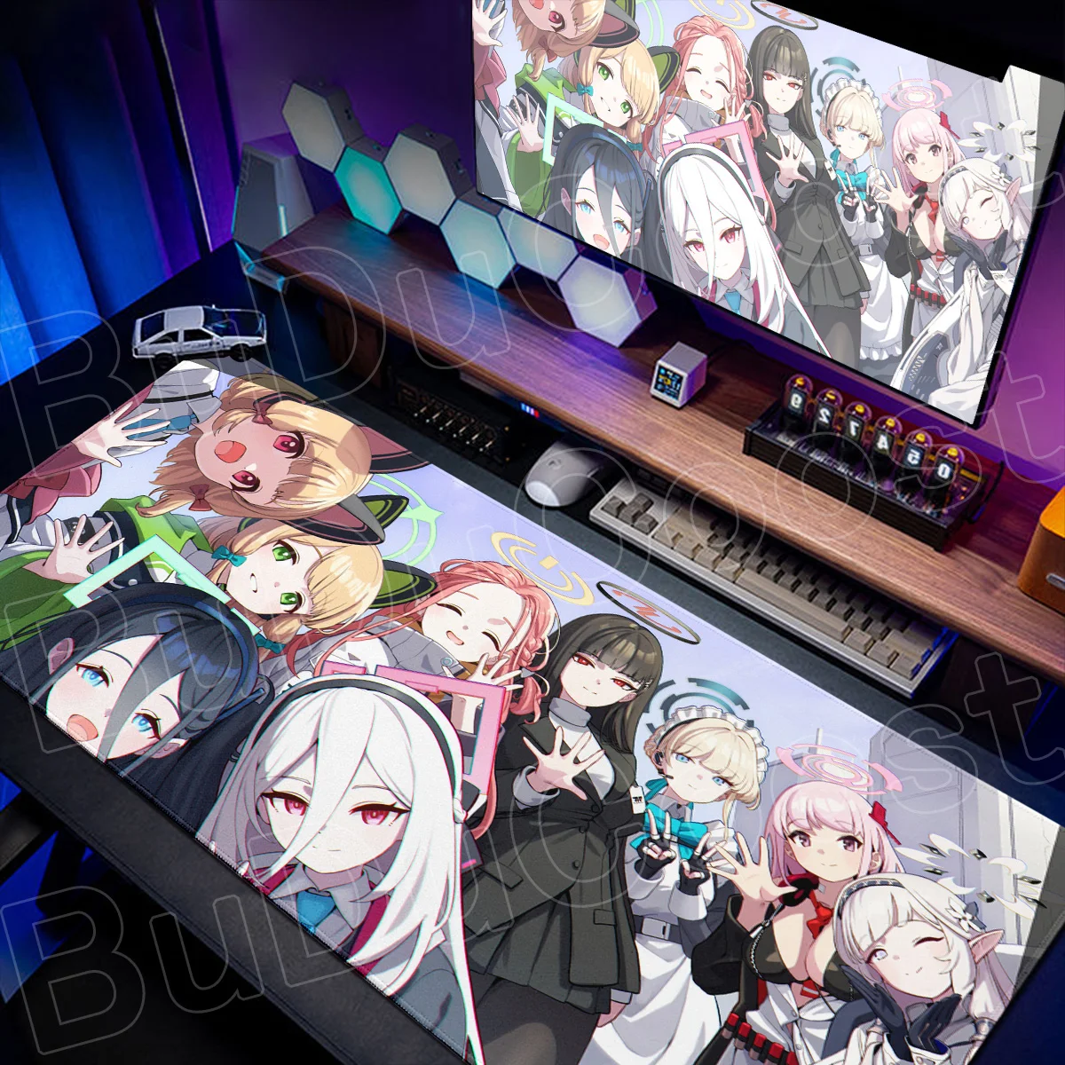 Kei & Alice Cute Anime Girls Mouse Mat Rubber Anti-slip Computer Office Desk Pad XL Blue Archive Gaming Extend Keyboard Mausepad