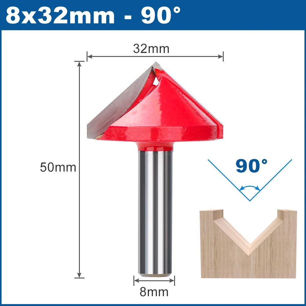 1 Stück 8 mm Schaft V-Form Nut Fräser CNC Vollhartmetall Schaftfräser 60 90 120 150 Grad Holzbearbeitung Fräser Gravur Bits (Size : 8X38XR90 1 Stück 8 mm Schaft V-Form Nut Fräser CNC Vollhartmetall Schaftfräser 60 90 120 150 Grad Holzbearbeitung Fräser Gravur Bits (Size : 8X38XR90