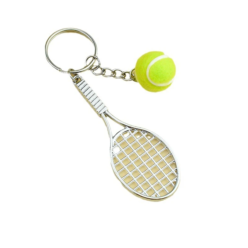 Fashion Funny Tennis Racket Pendant Keychain For Women Men Cute Sports Keyring Creative Backpack Decoration Accessories Gifts