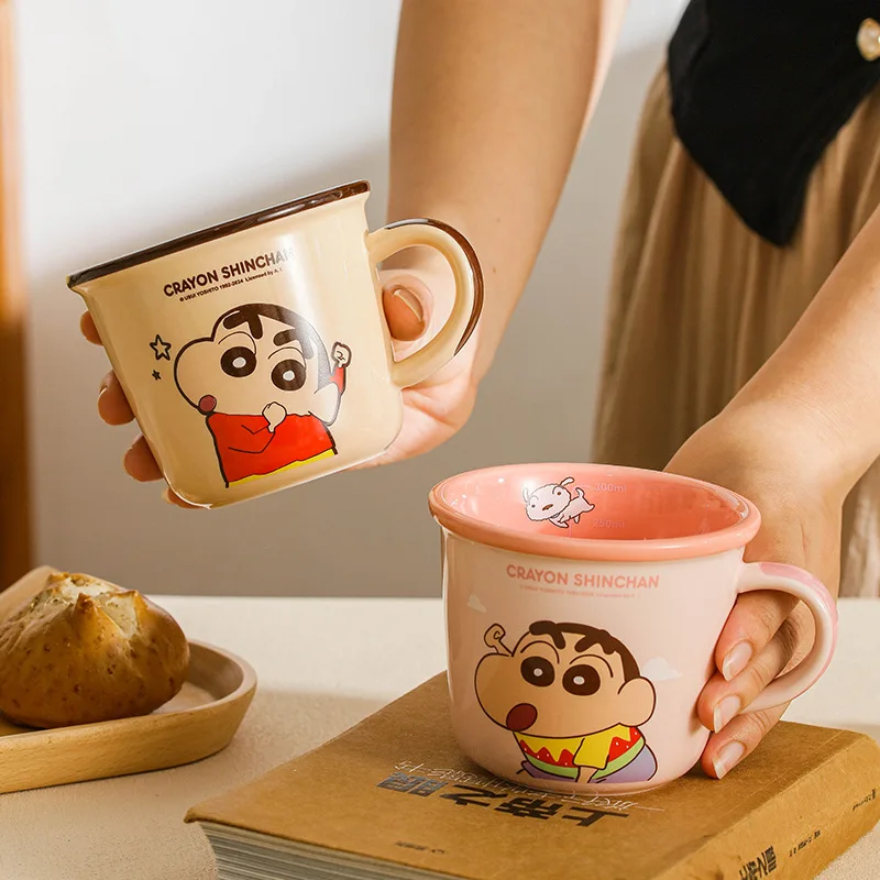 340Ml Kawaii Crayon Shin-Chan Ceramic Cup Cartoon Student Breakfast Oatmeal Milk Mug Cute Water Drink Cups Toys Girls Gifts