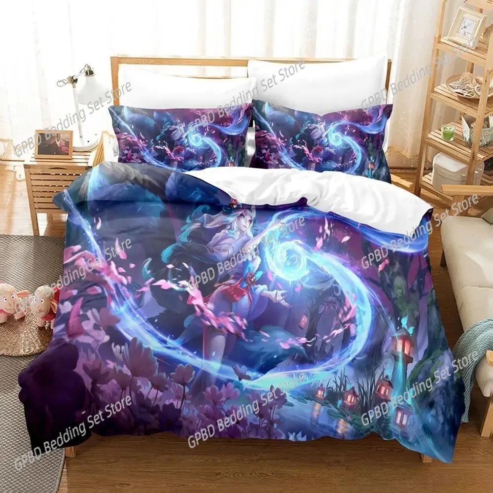 League of Legends Spirit Blossom Ahri Bedding Set Single Twin Full Queen King Size Bed Set Adult Kid Bedroom Duvet cover Sets