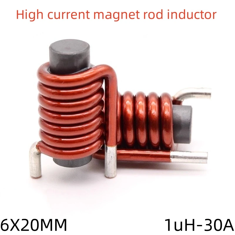 

1/10PCS High Current Magnetic Rod Inductor 1R0 30A 6X20 DC Filter Energy Storage Direct Pin Magnetic Rod High Power Coil