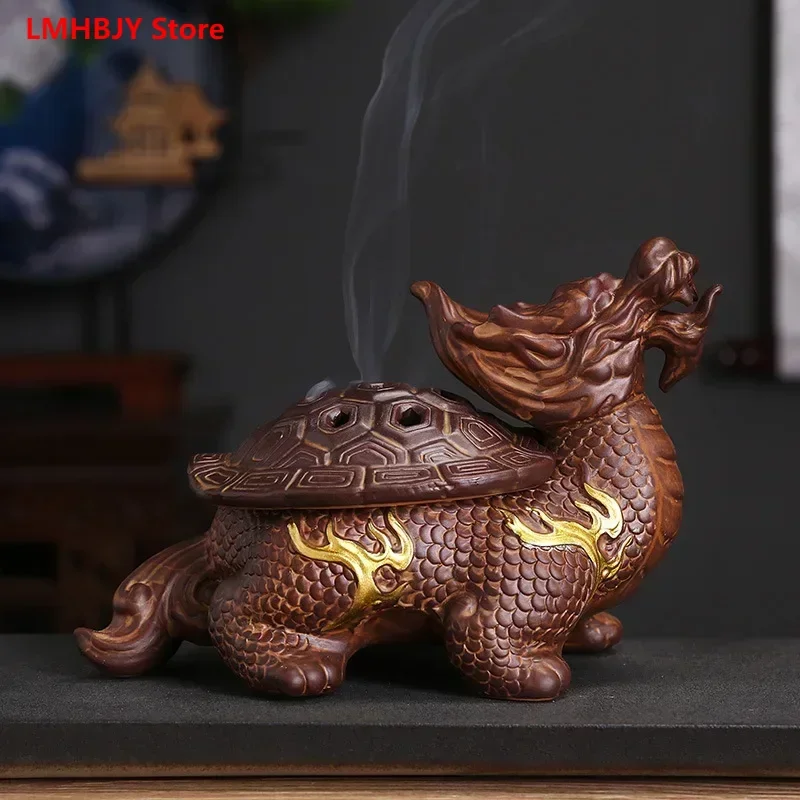 

LMHBJY Creative Ceramic Dragon Turtle Plate Incense Burner Home Decoration Sandalwood Agarwood Indoor Desktop Ornaments