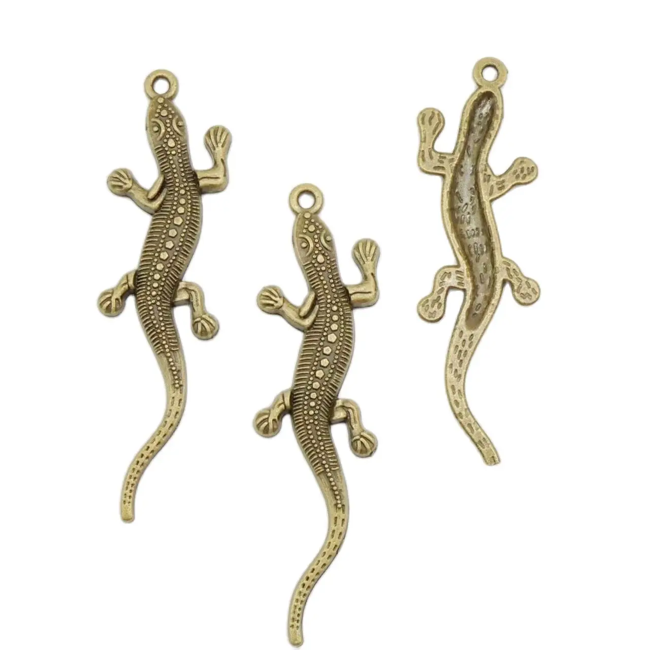 10pcs Charms Gecko 56x15mm Handmade Craft Pendant Making fit,Vintage Tibetan Bronze Silver color,DIY For Necklace