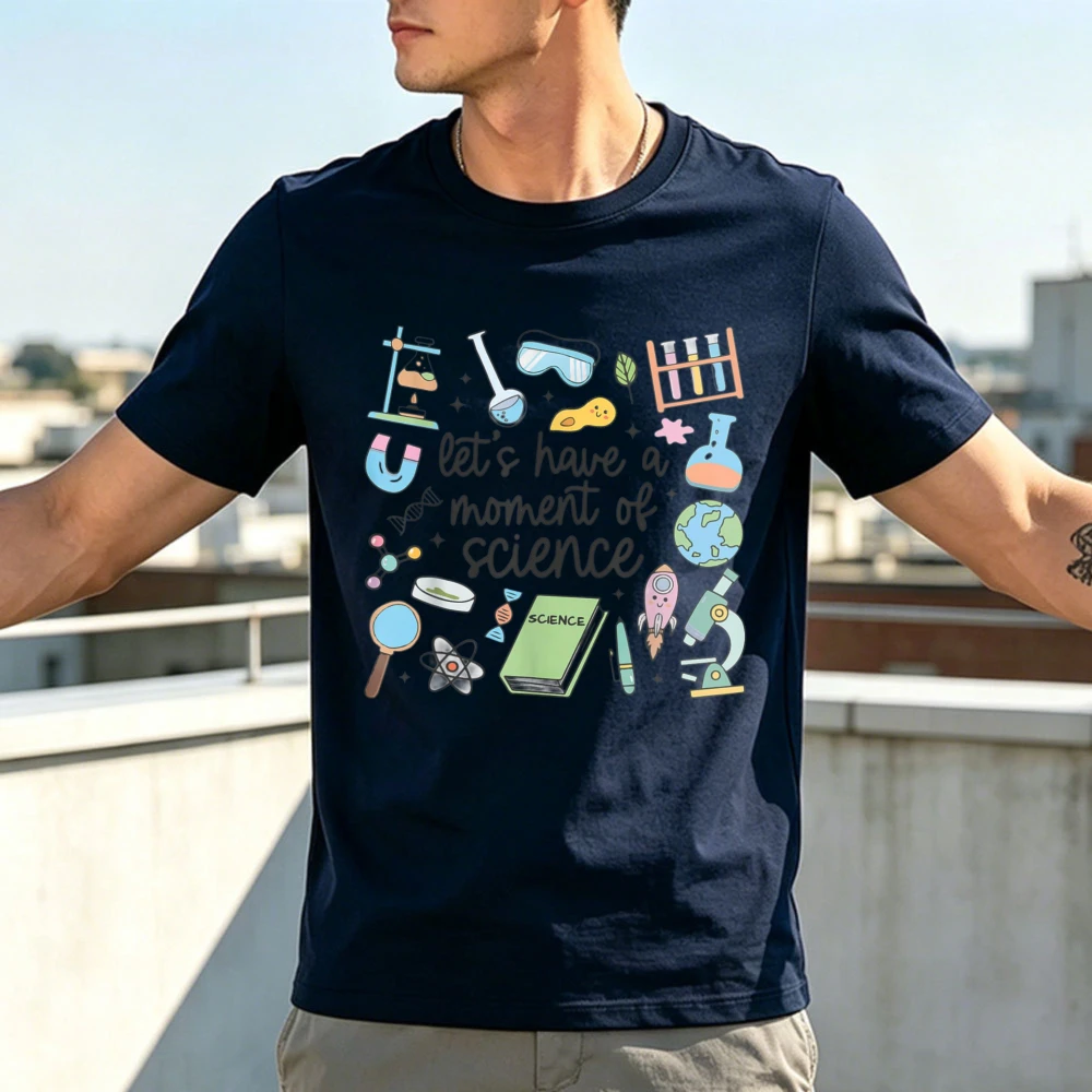 Science Lovers Funny Scientist Cute T-Shirt Cotton Soft Tee Unisex Geeky Lab Pattern Casual Top Chemistry Gift