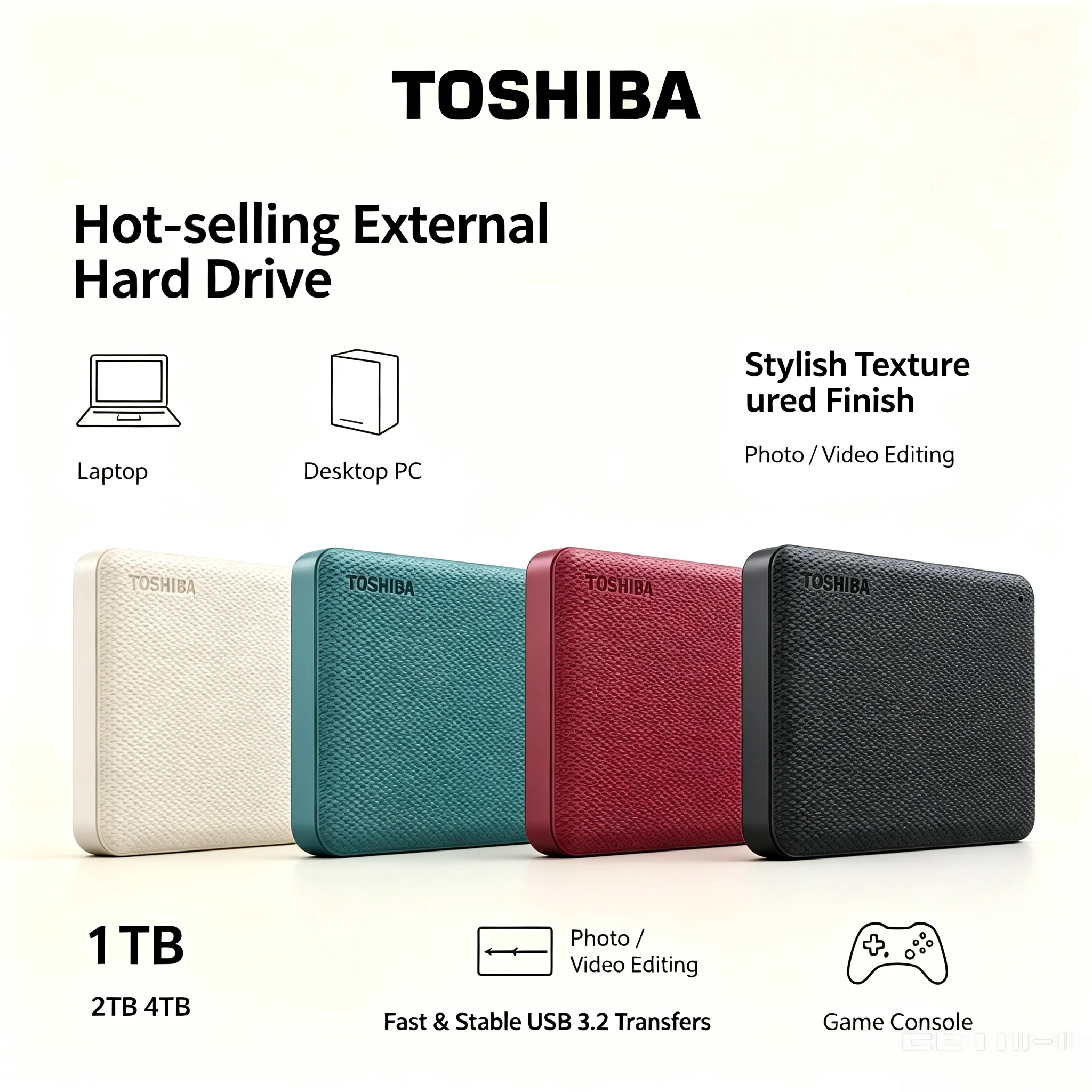 NEW Portable External HDD Toshiba Canvio V10 4TB 2TB 1TB USB 30 25 Inch Hard Drive for Laptop Computer Storage Max System Use