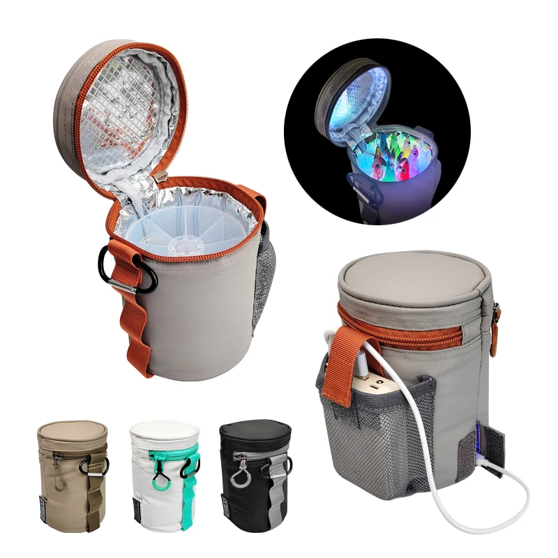 Neue Angeltasche und Boxen mit UV-Glühlicht, Fülllichtbox, Tintenfischköder, Egi-Organizer, Boxen, Metall-Jig-Aufbewahrungskoffer, Hartköder-Werkzeug