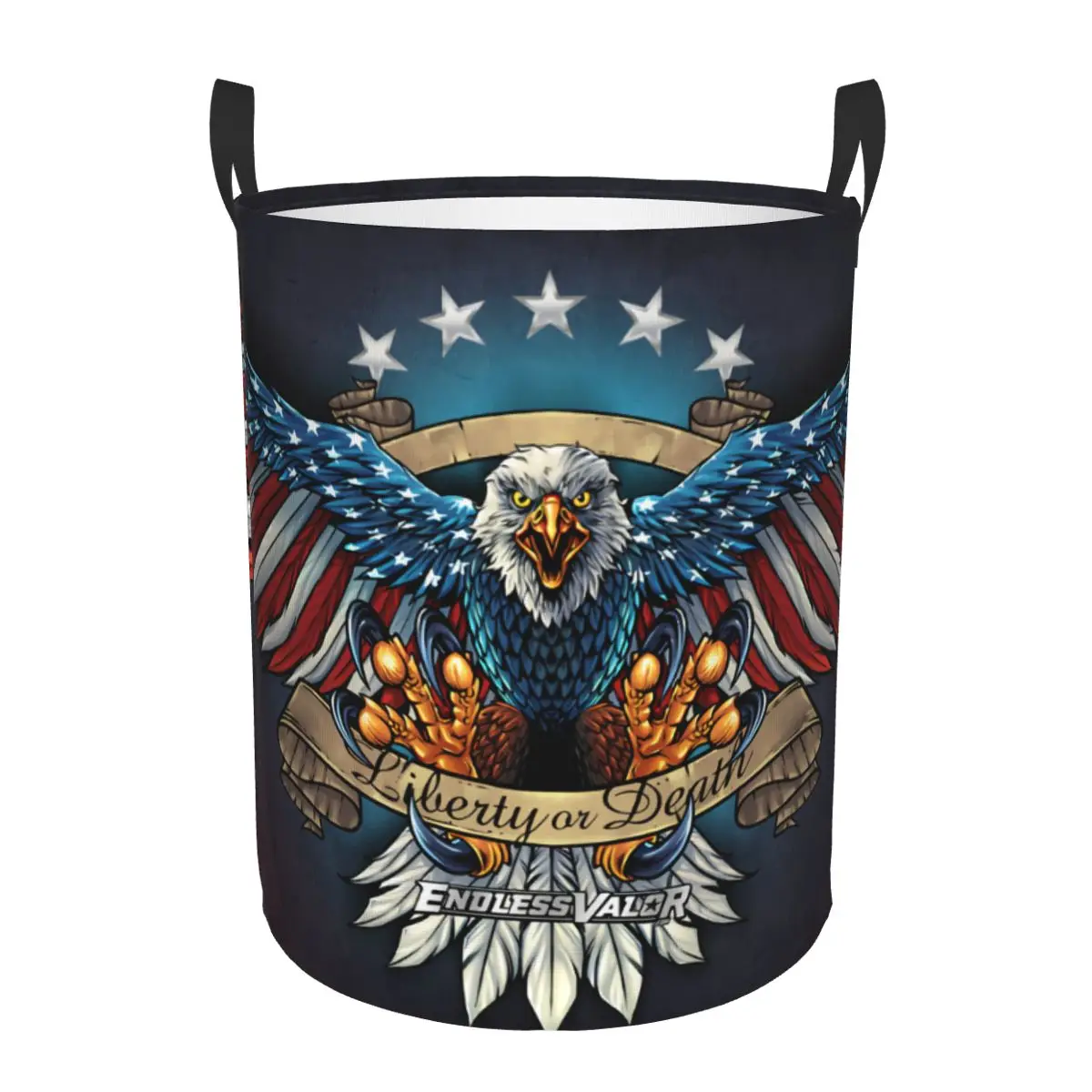 Eagle With US Flag Wings Laundry Basket Foldable American Flag Clothes Hamper for Nursery Kids Toys Storage Bag