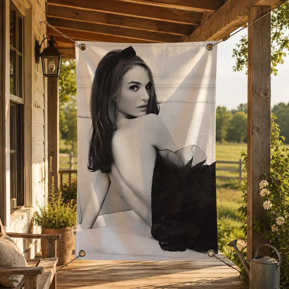 Hollywood Actress Natalie Portman Flags Decorative Flag Banner for Indoor Outdoor Wall Garden Yard Porch Patio Home Party Decor