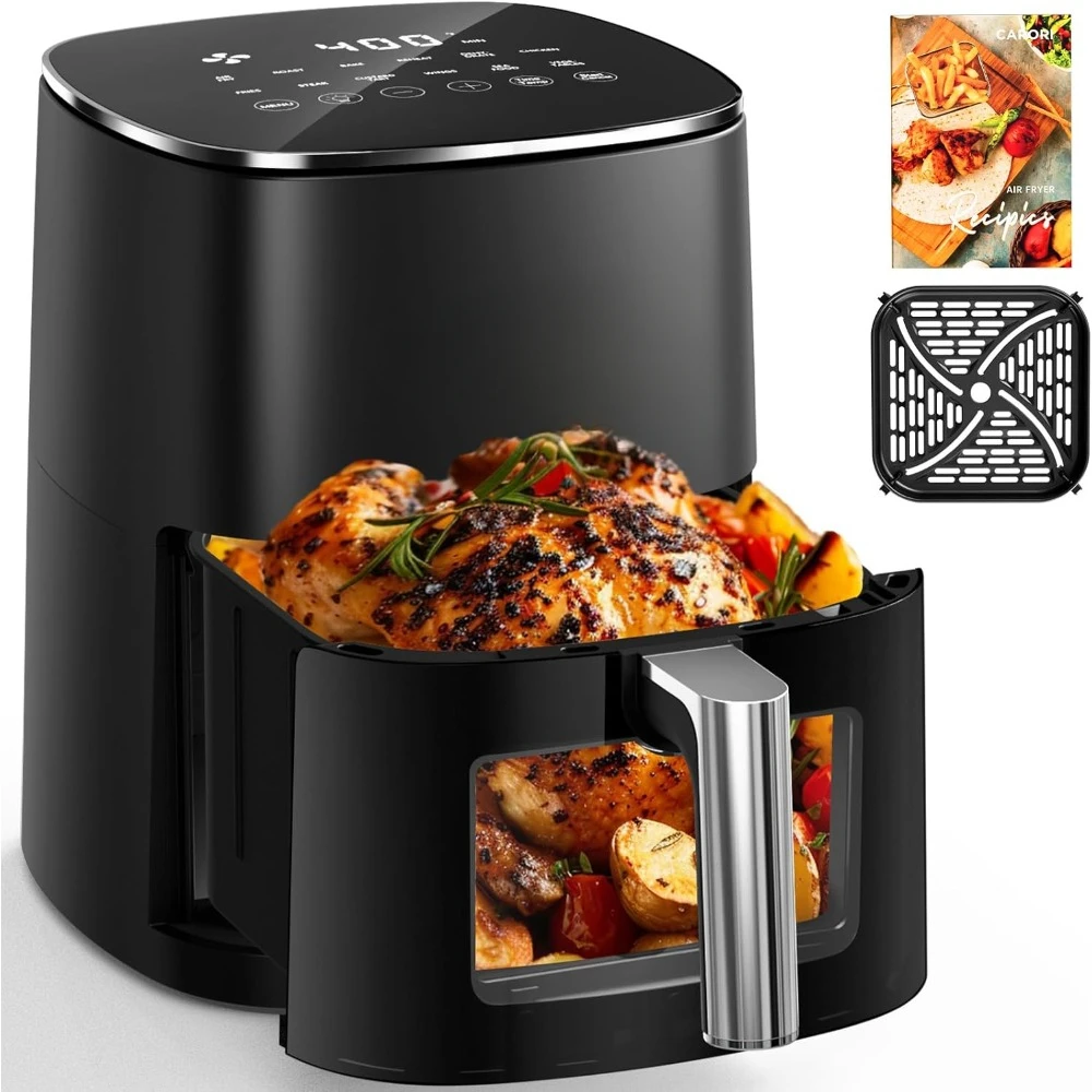 6Qt Air Fryer 12 Preset with Viewing Window 400℉ Max Crisp 1700W Quick Even  Nonstick Dishwasher Safe Basket Airfryer