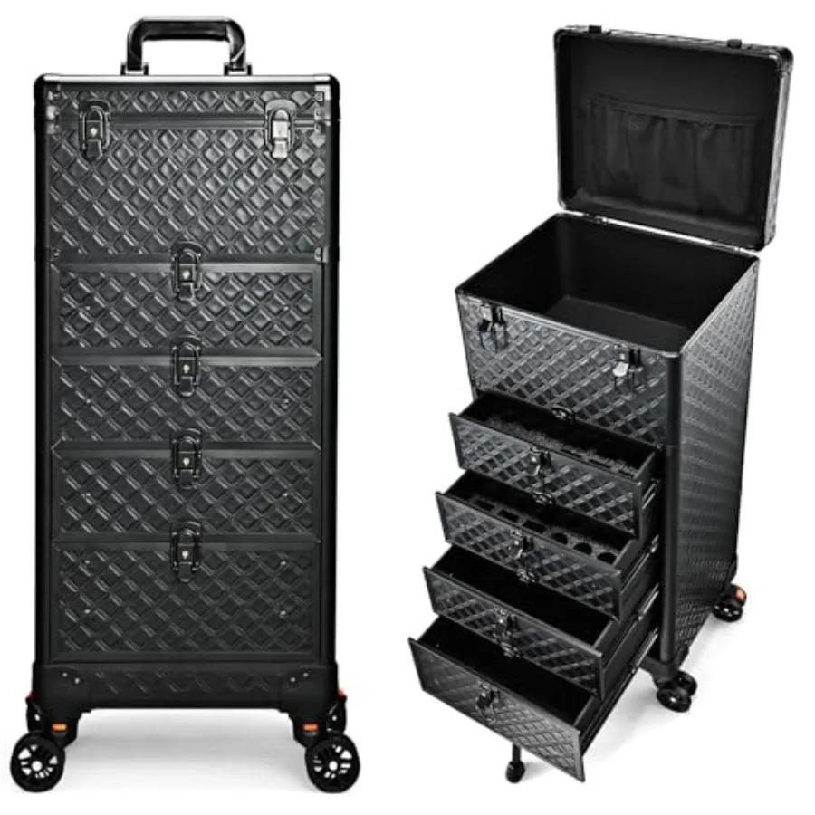 

Тележка для маникюрного салона с 4 ящиками, передвижной кейс для косметики и макияжа на колесах, запирающийся органайзер, дорожный кейс